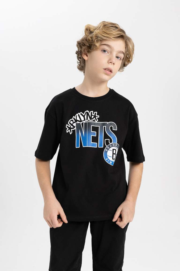 Boy NBA Brooklyn Nets Oversize Fit Crew Neck T-Shirt