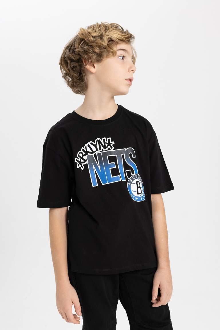 Boy NBA Brooklyn Nets Oversize Fit Crew Neck T-Shirt