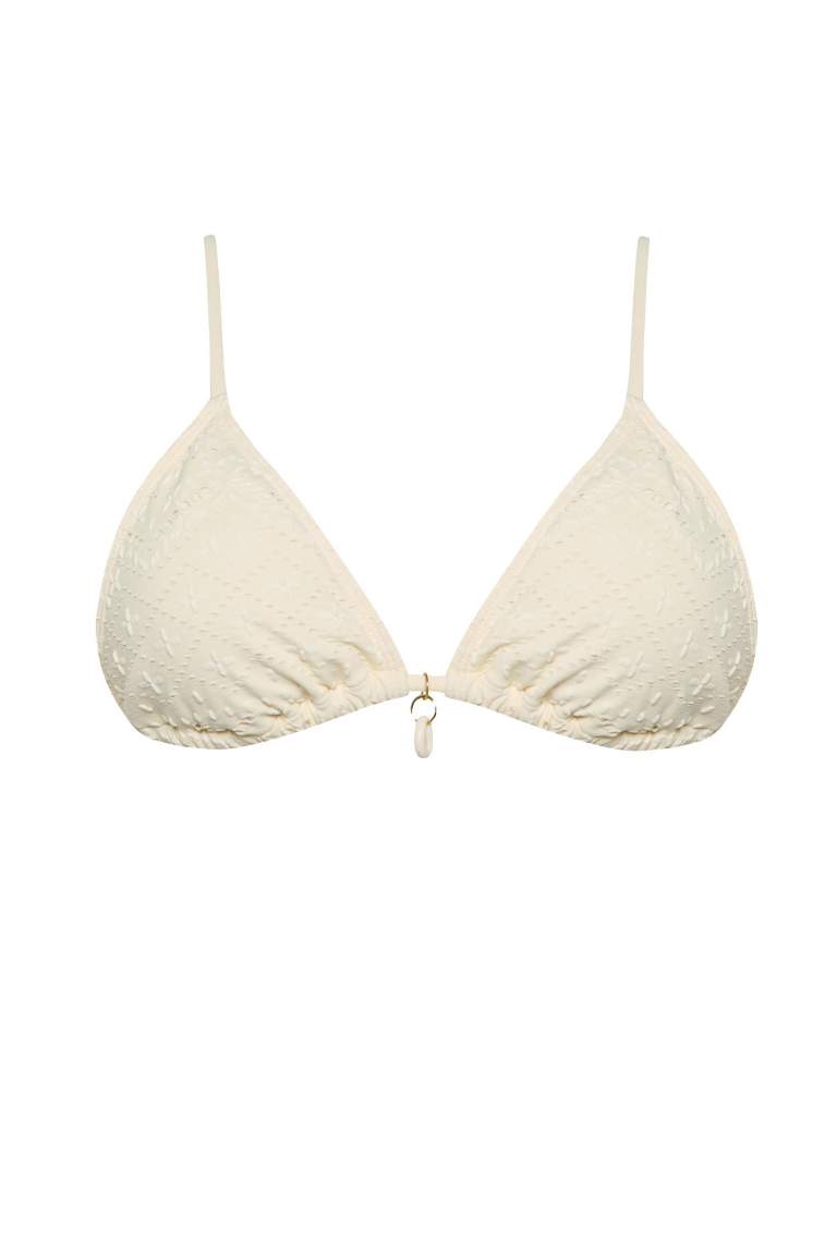 Regular Fit Nakışlı Brode Üçgen Bikini Üstü-Fall in Love
