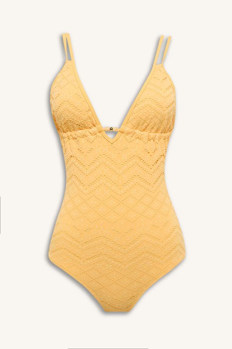 Regular Fit Nakışlı Brodeli Mayo-Fall in Love