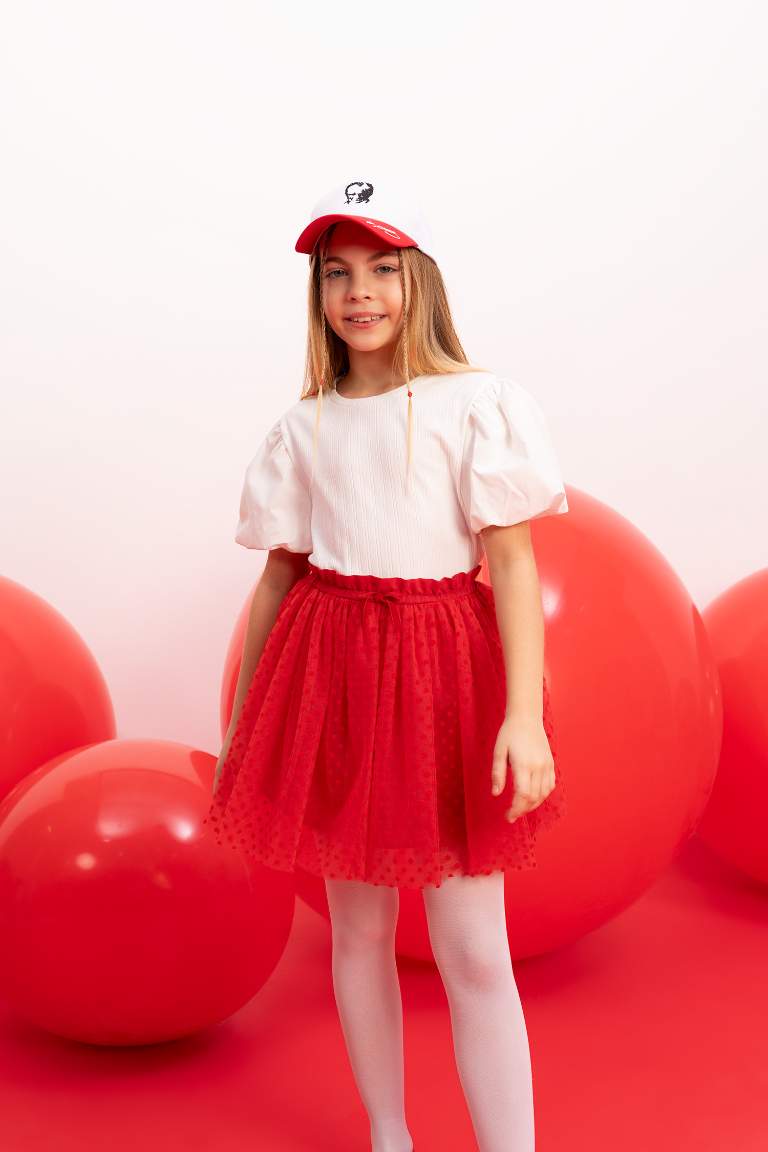 Jupe en Tulle rouge à Taille Élastique pour Fille