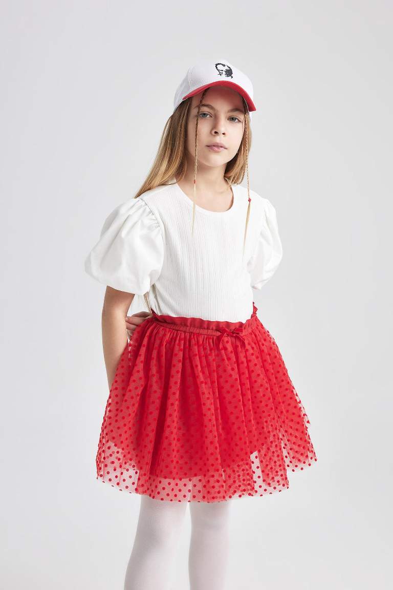 Jupe en Tulle rouge à Taille Élastique pour Fille