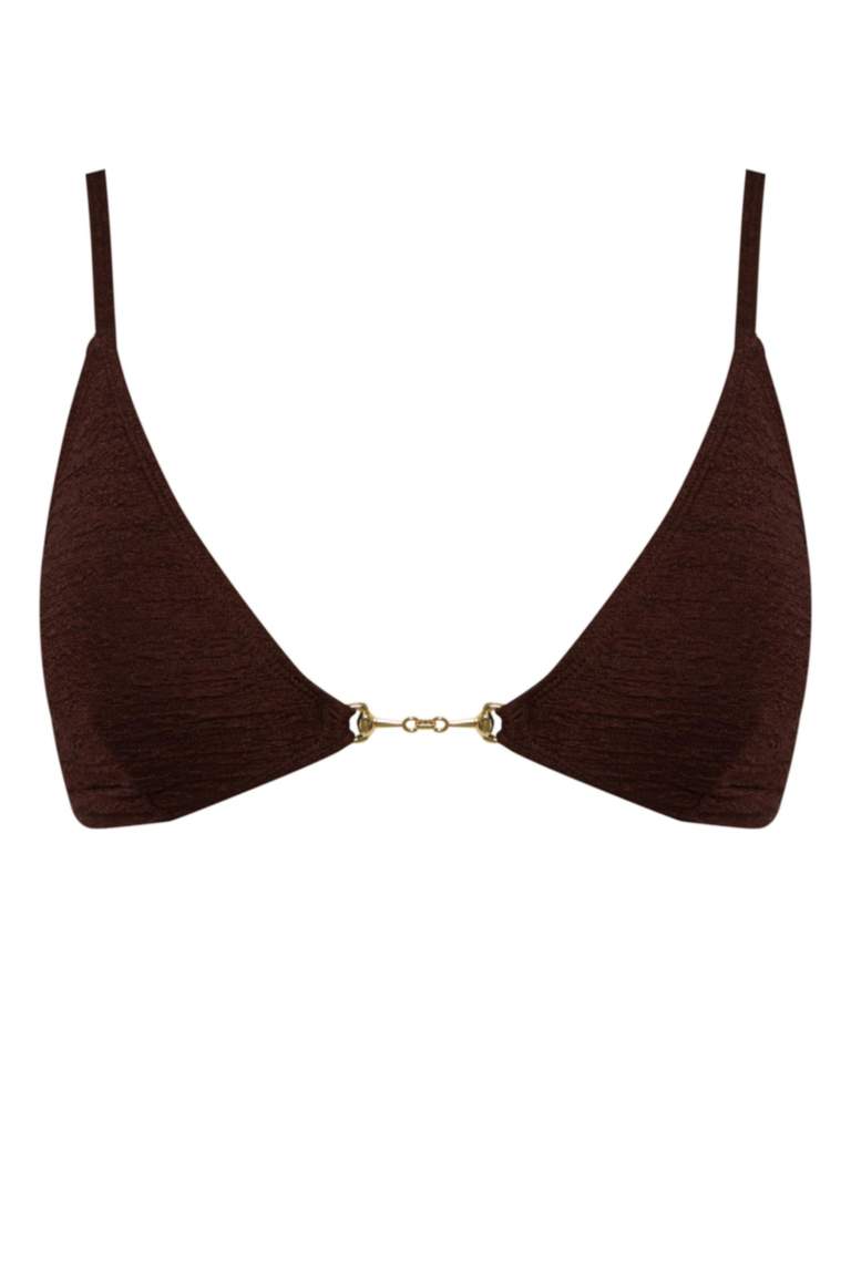 Afra x DeFacto Fall in Love Regular Fit Crinkle Fabric Bikini Top