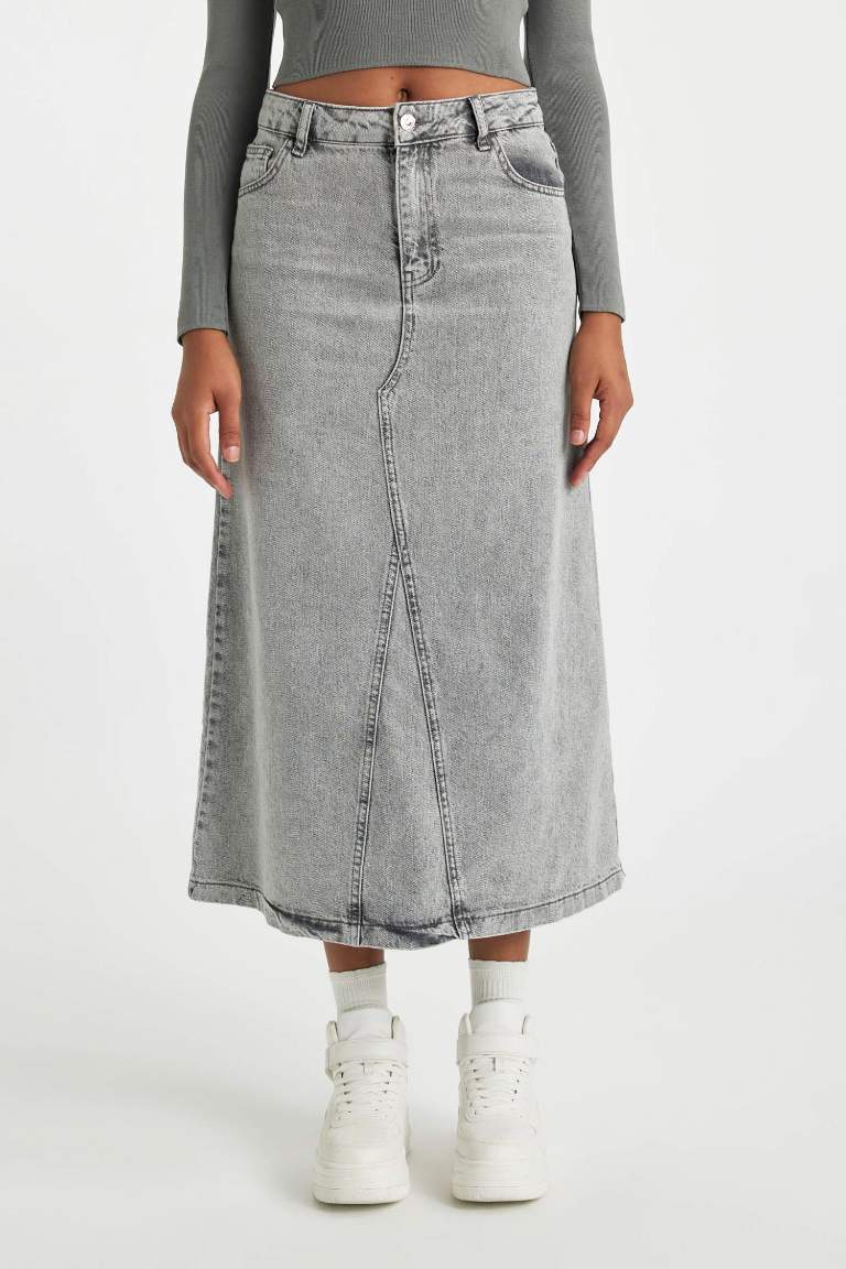 Grey WOMAN A-Line Jean Long Skirt 3037467 | DeFacto