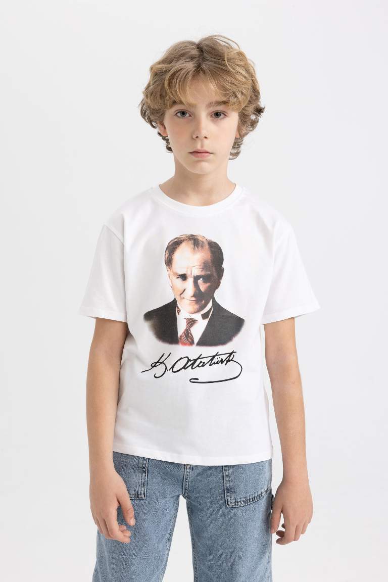 Boy Crew Neck Color Changing Ataturk Printed T-Shirt