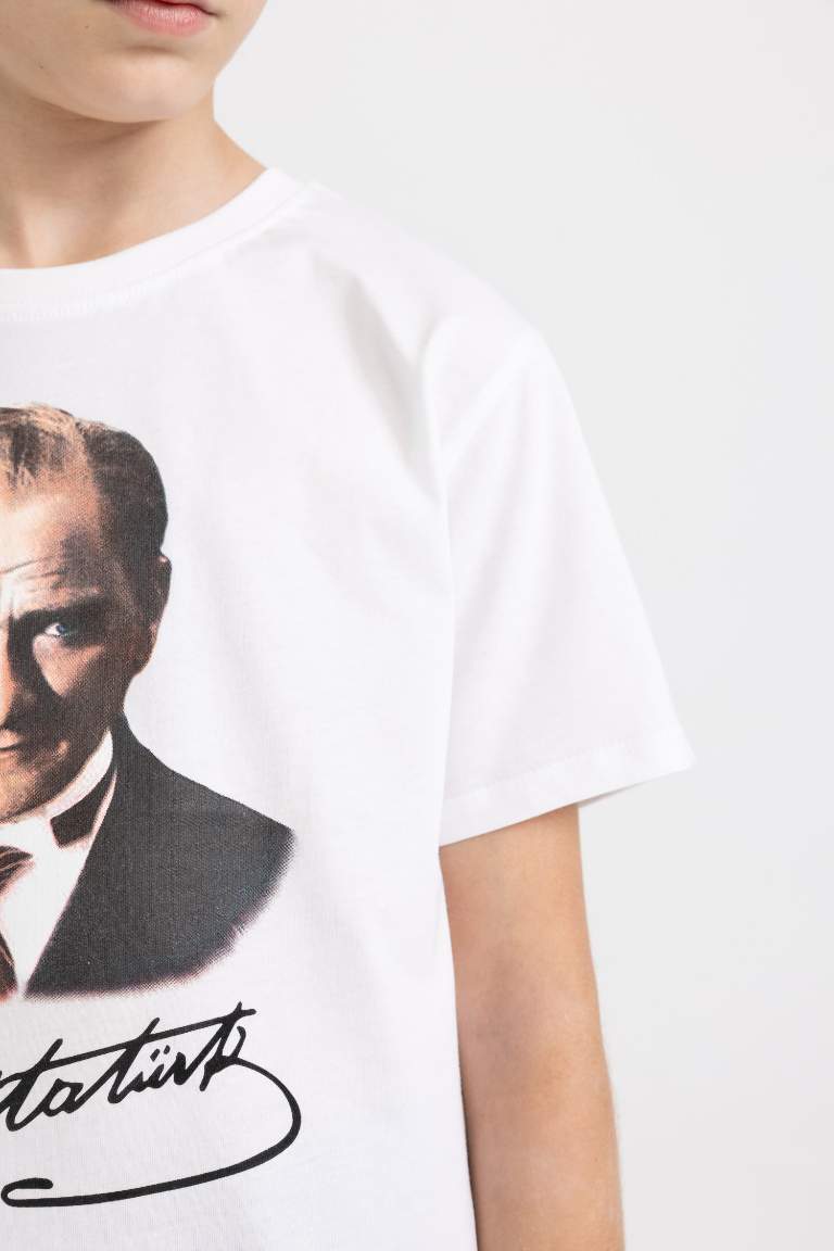 Boy Crew Neck Color Changing Ataturk Printed T-Shirt