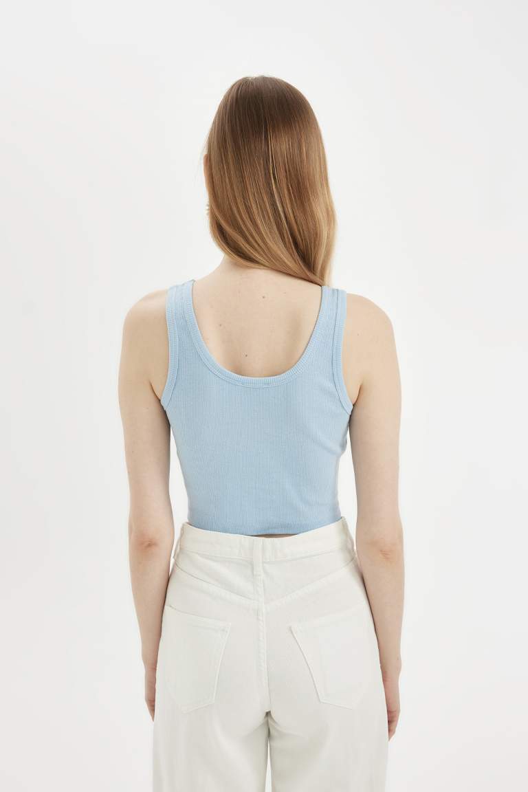 Fitted V-Neck Ribbed Camisole Crop Top