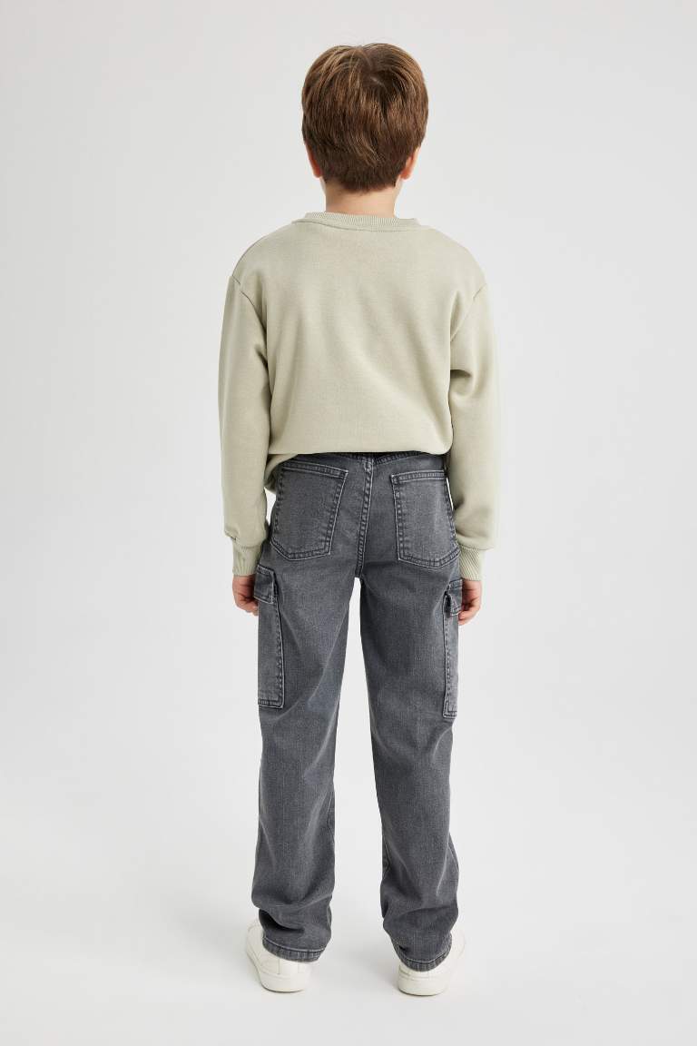 بنطلون جينز ولادي كارجو بجيب