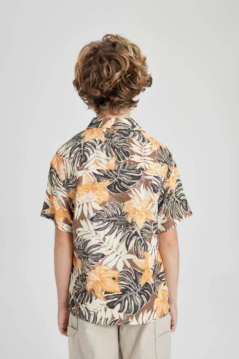 Chemise Viscose Oversize à Manches Courtes à Motif pour Garçon