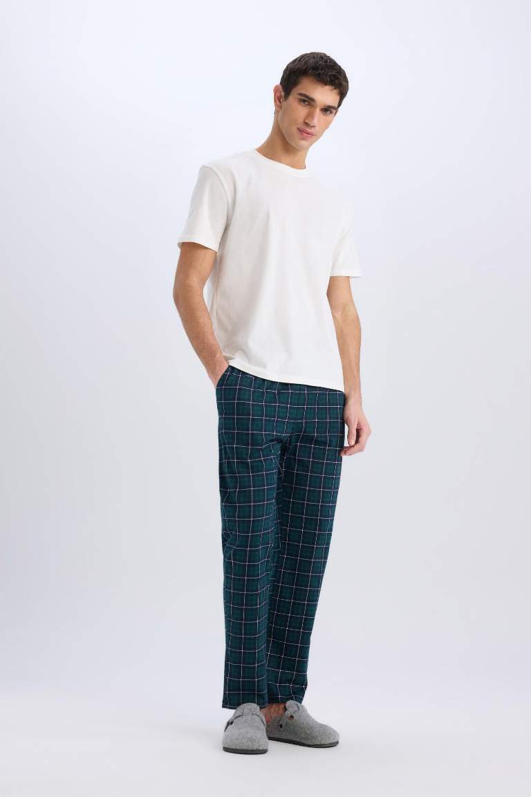 Regular Fit Kareli Cepli Pijama Altı