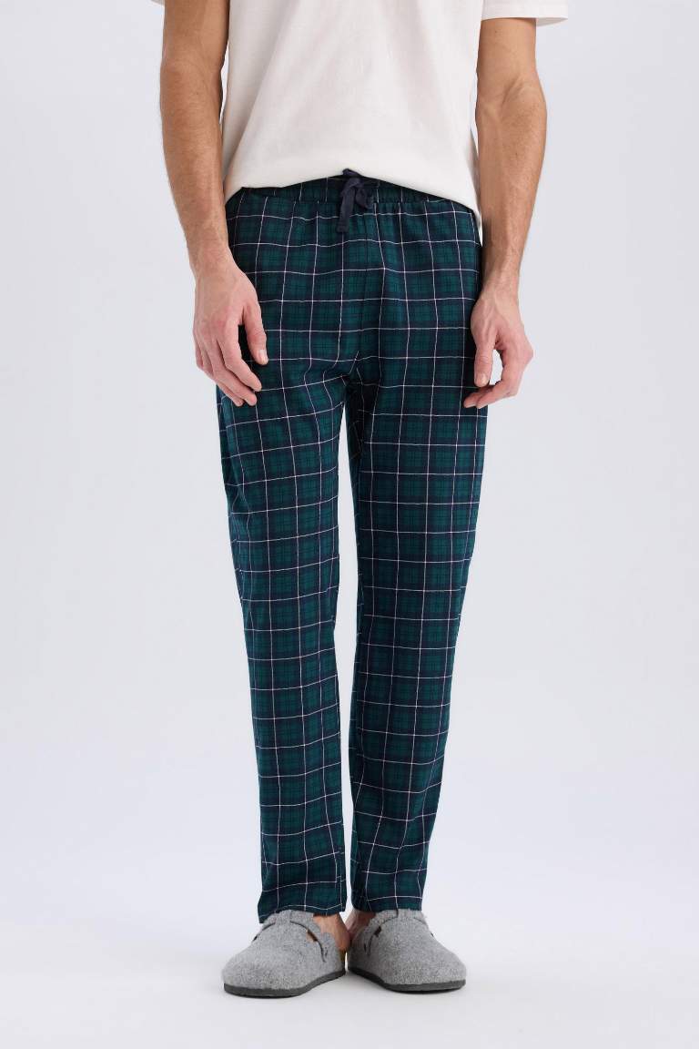 Regular Fit Kareli Cepli Pijama Altı