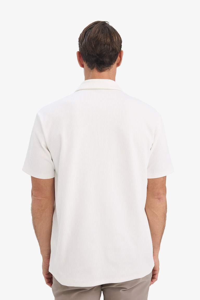 Regular Fit Yarım Fermuarlı Kısa Kollu Pilise Polo Tişört