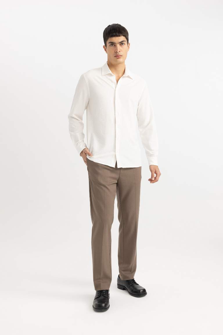 Modern Fit Polo Collar Crinkle Shirt