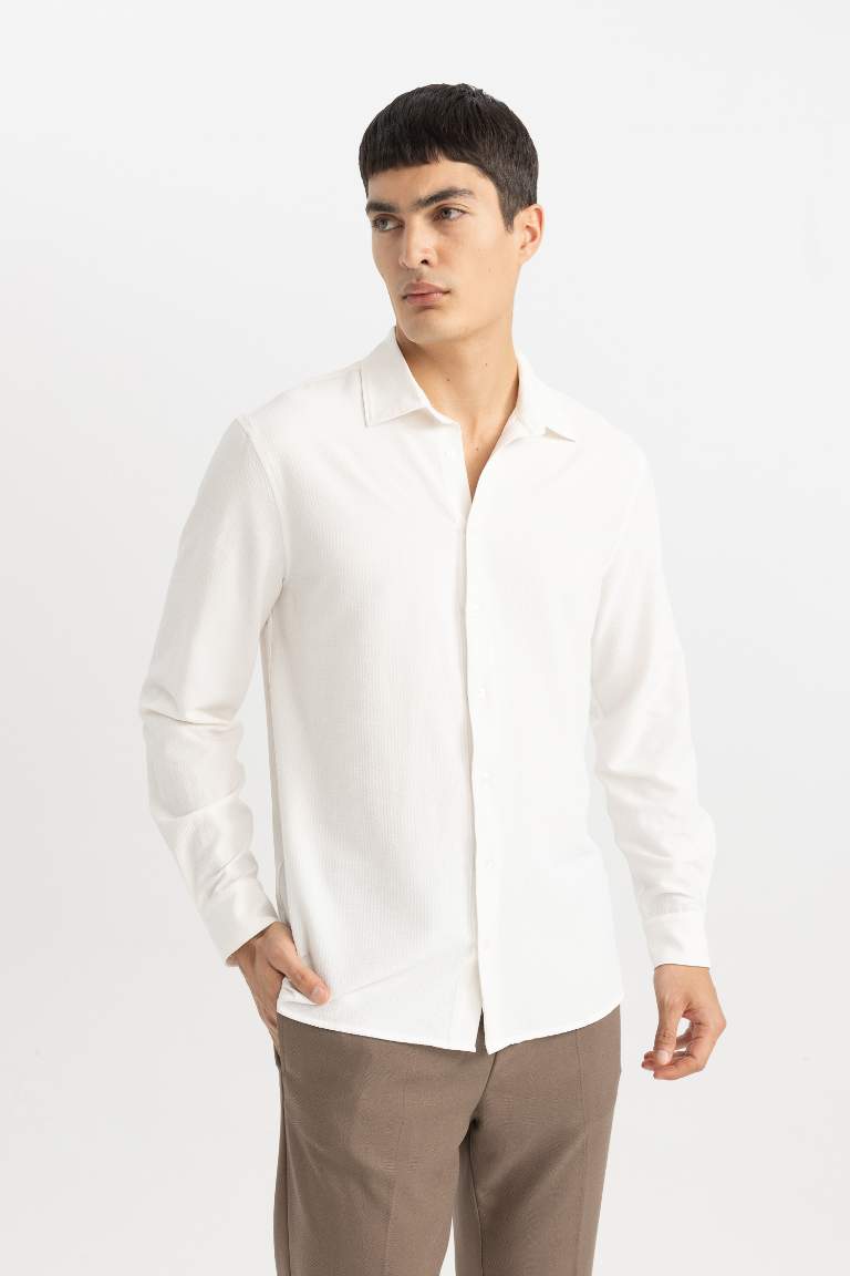 Modern Fit Polo Collar Crinkle Shirt