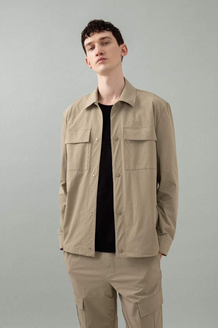 Regular Fit Polo Neck Overshirt