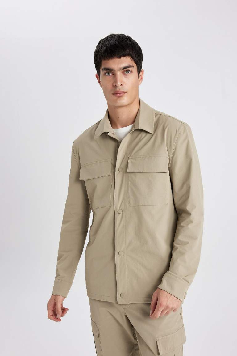 Regular Fit Polo Neck Overshirt