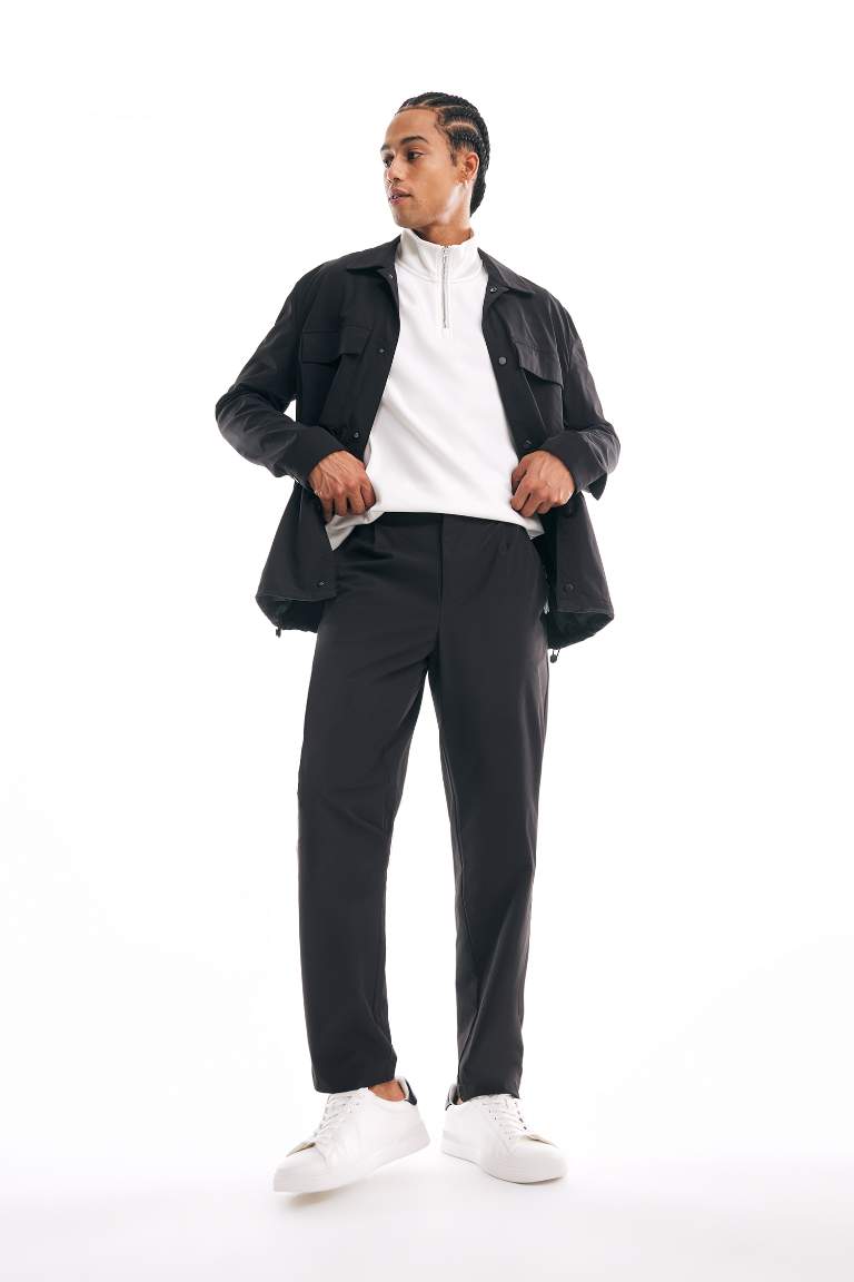 Regular Fit Polo Yaka Çıtçıt Kapamalı Cepli Teknik Gömlek Ceket