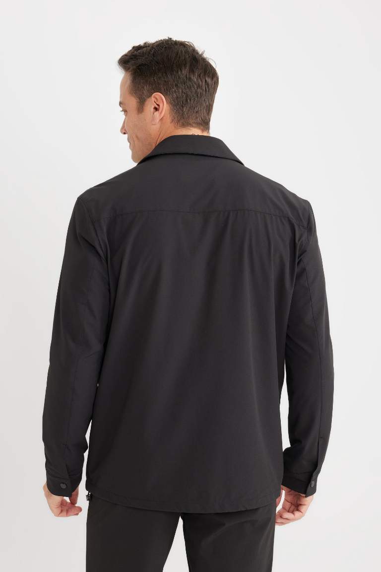 Regular Fit Polo Yaka Çıtçıt Kapamalı Cepli Teknik Gömlek Ceket