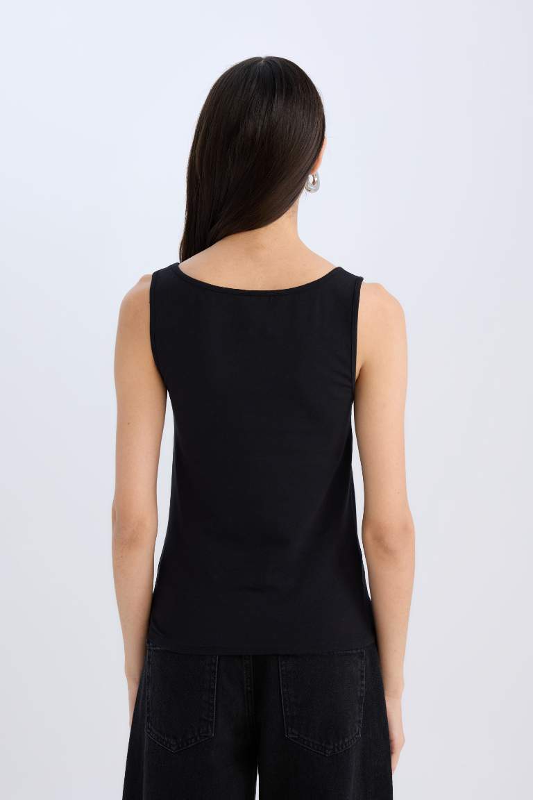 Slim Fit Basic Round Collar Sleeveless Tank Top