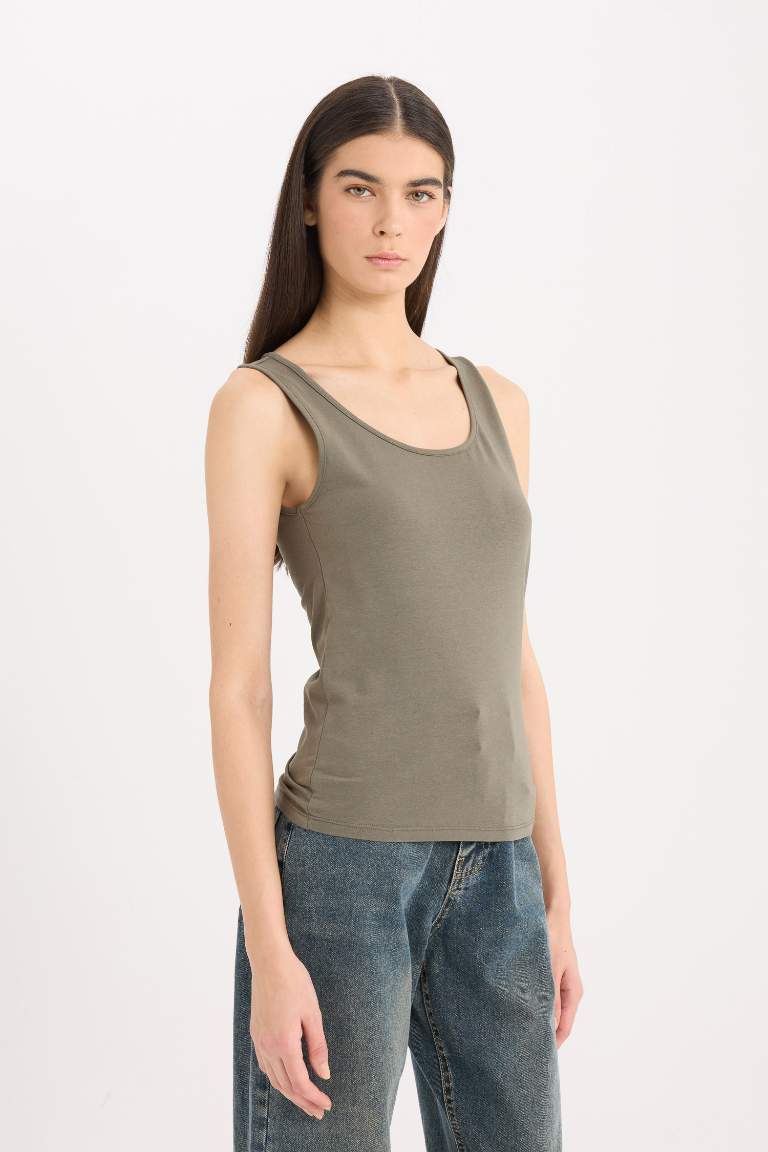 Slim Fit Basic Round Collar Sleeveless Tank Top