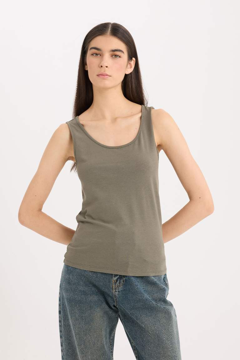 Slim Fit Basic Round Collar Sleeveless Tank Top