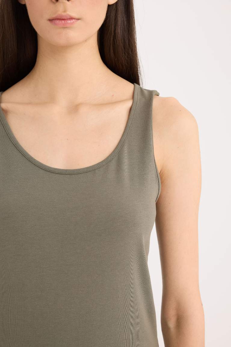 Slim Fit Basic Round Collar Sleeveless Tank Top