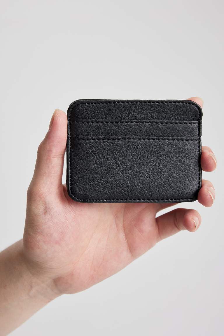 Man Faux Leather Card Holder