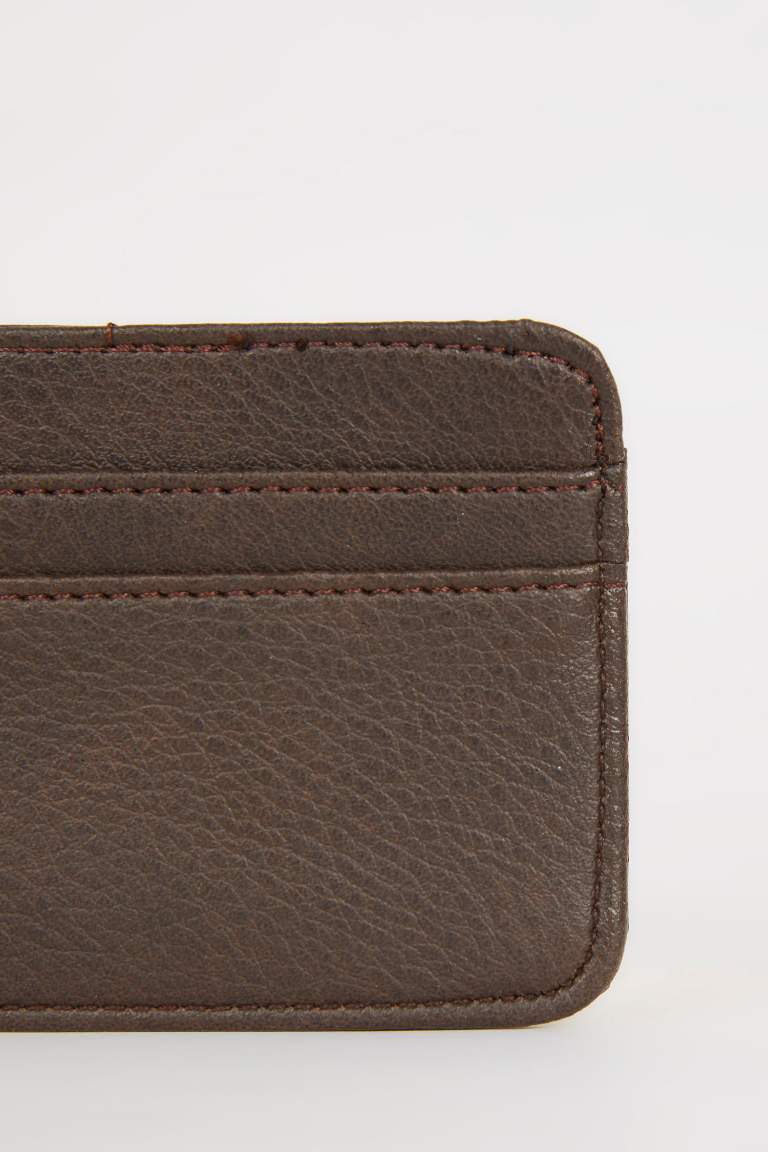 Man Faux Leather Card Holder