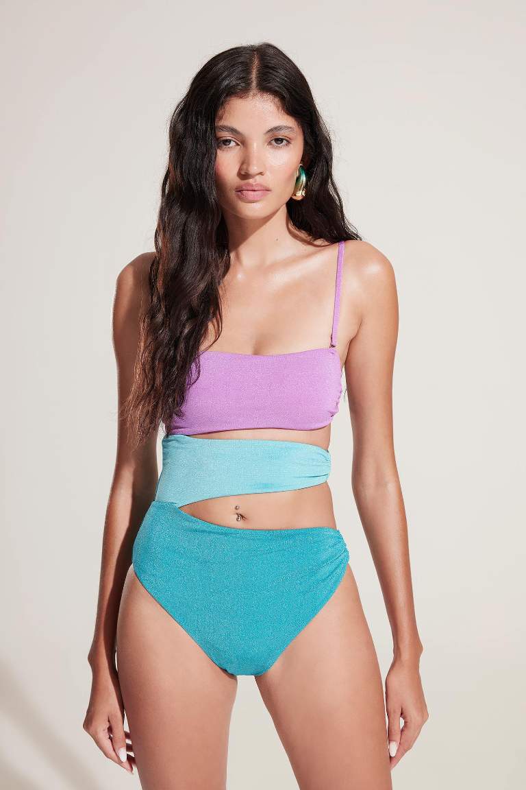 Regular Fit Parlak Kumaş Mayokini-Fall in Love
