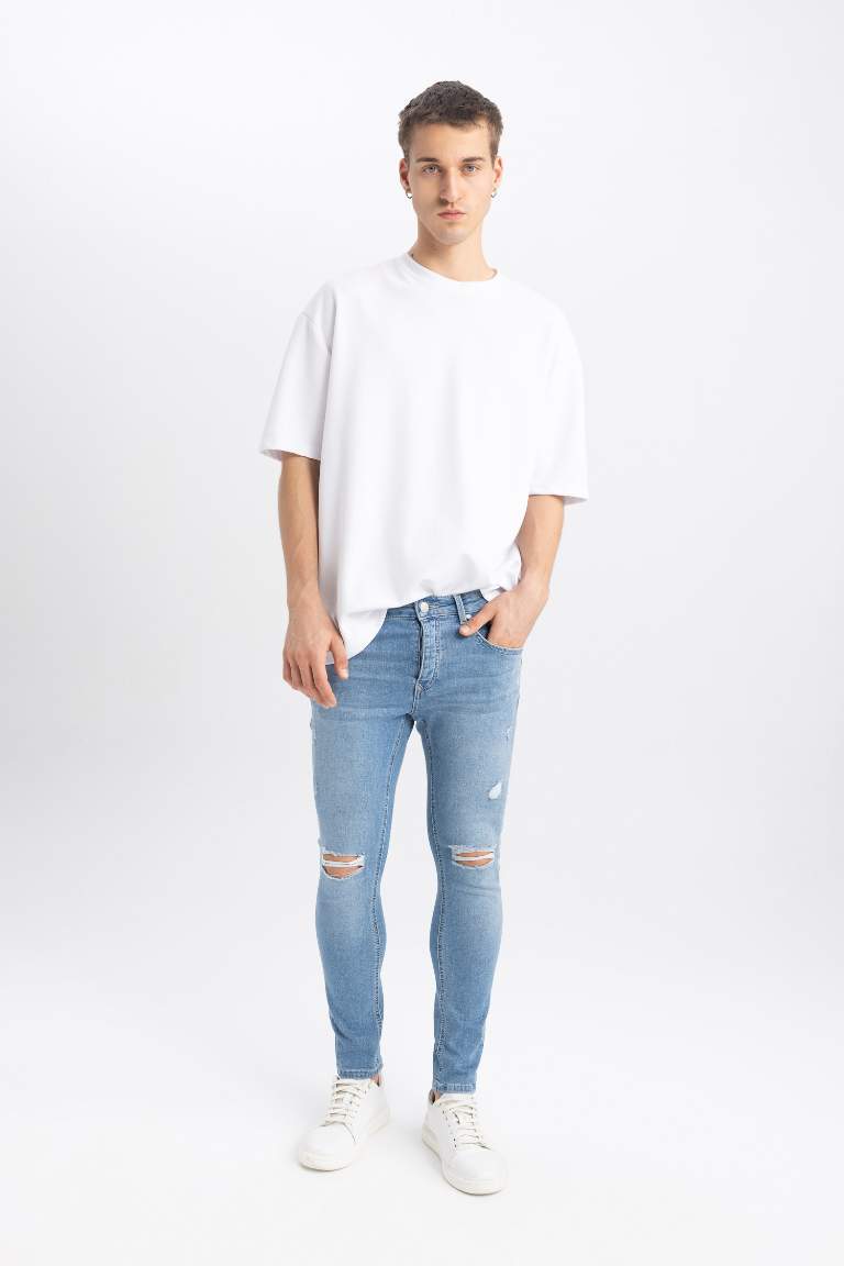 Skinny Comfort Fit Ripped Detailed Jeans