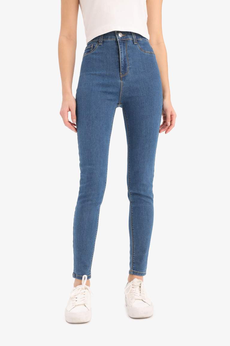 Jegging Jean Slim Taille haute Basic Longueur de la cheville