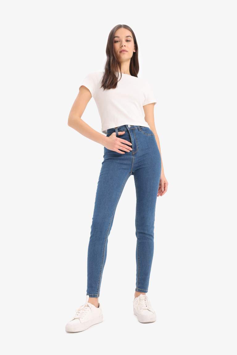 Jegging Jean Slim Taille haute Basic Longueur de la cheville