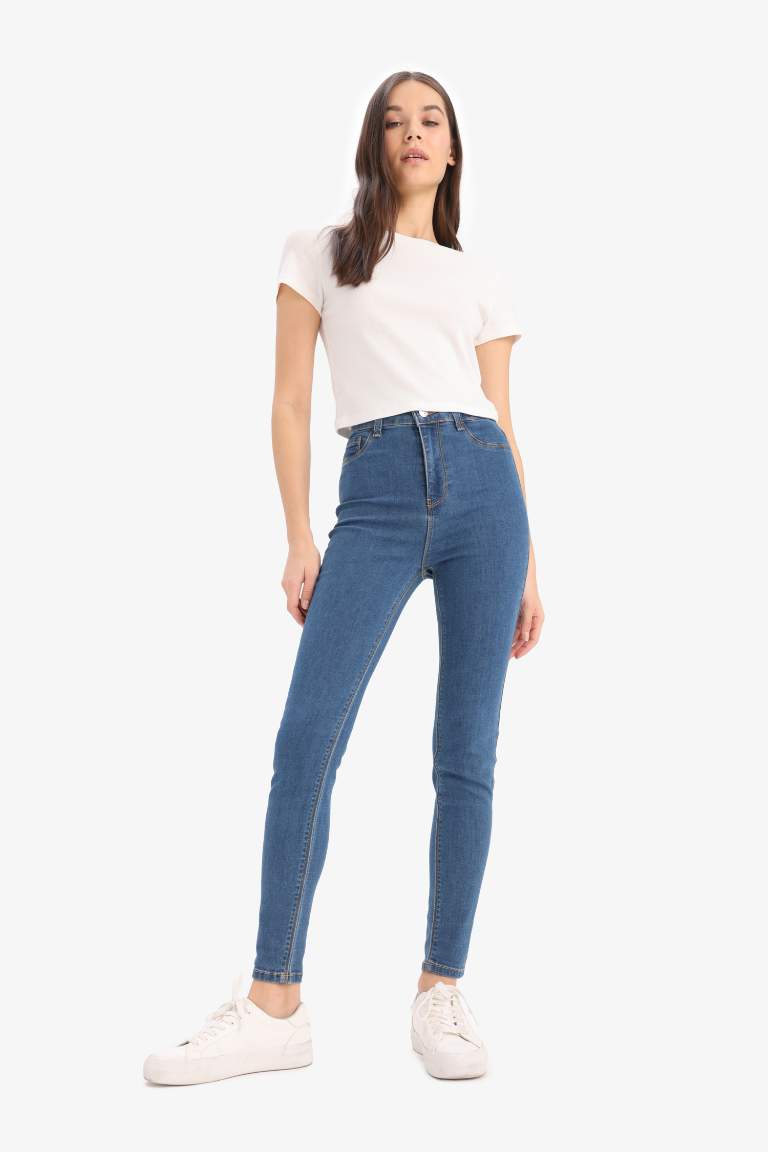 Jegging Jean Slim Taille haute Basic Longueur de la cheville