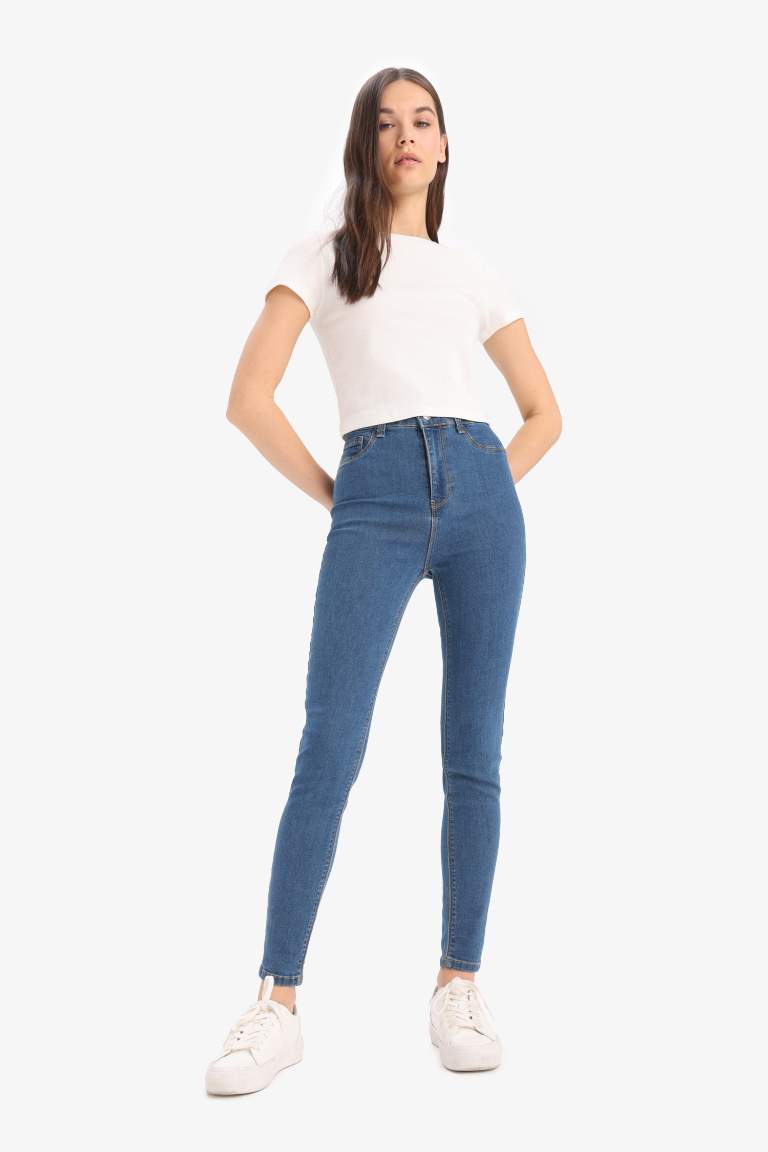 Jegging Jean Slim Taille haute Basic Longueur de la cheville