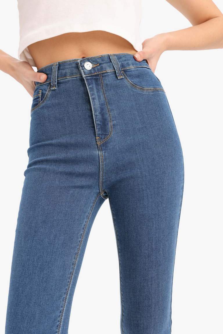 Jegging Jean Slim Taille haute Basic Longueur de la cheville