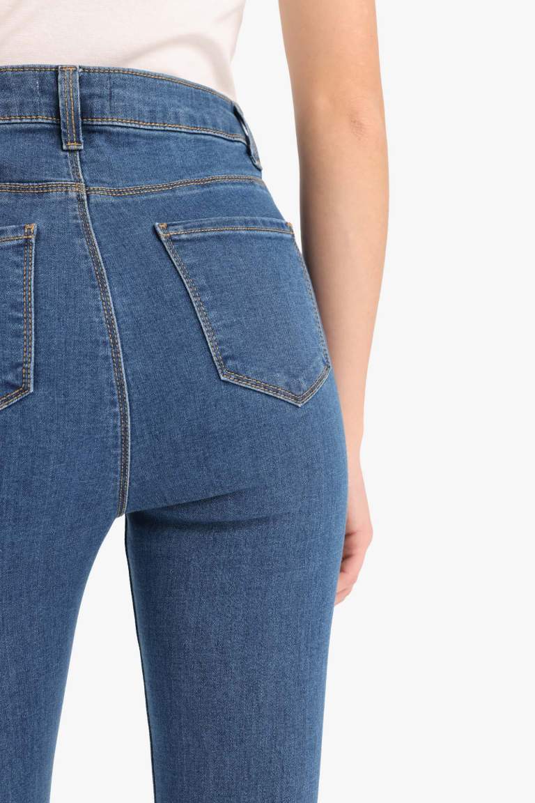 Jegging Jean Slim Taille haute Basic Longueur de la cheville