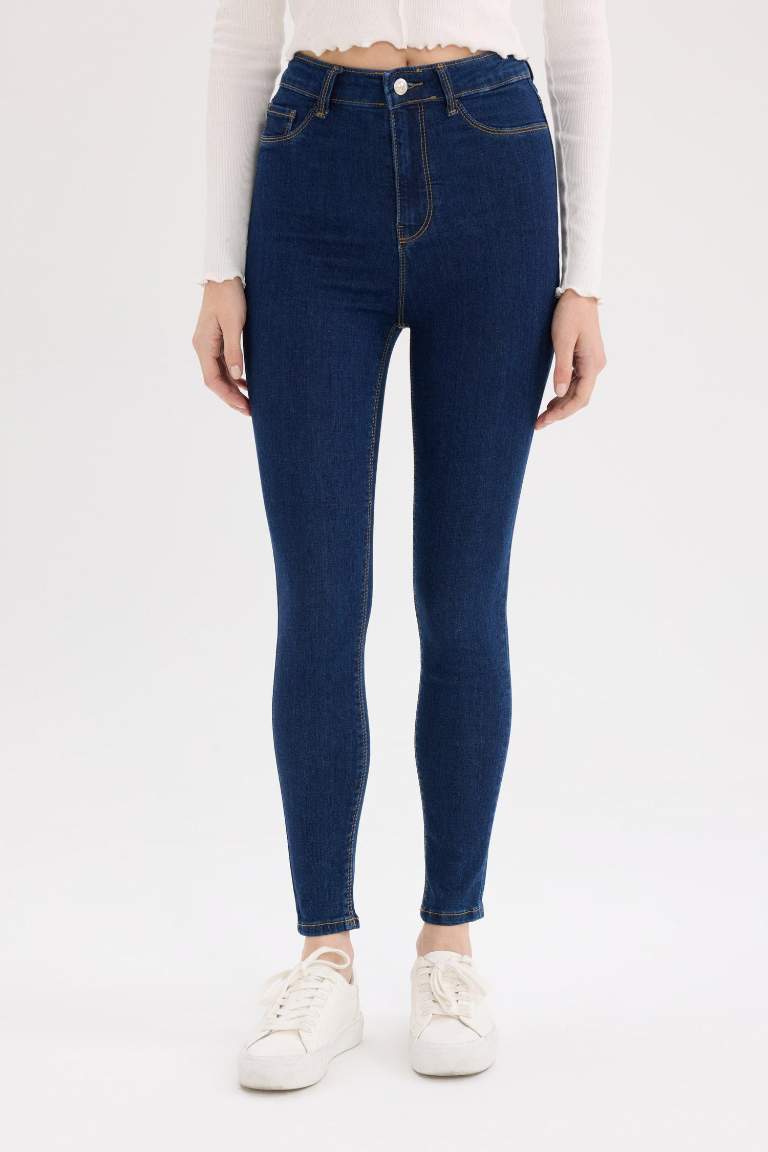 High Waist Ankle Length Skinny Leg Basic Jeans