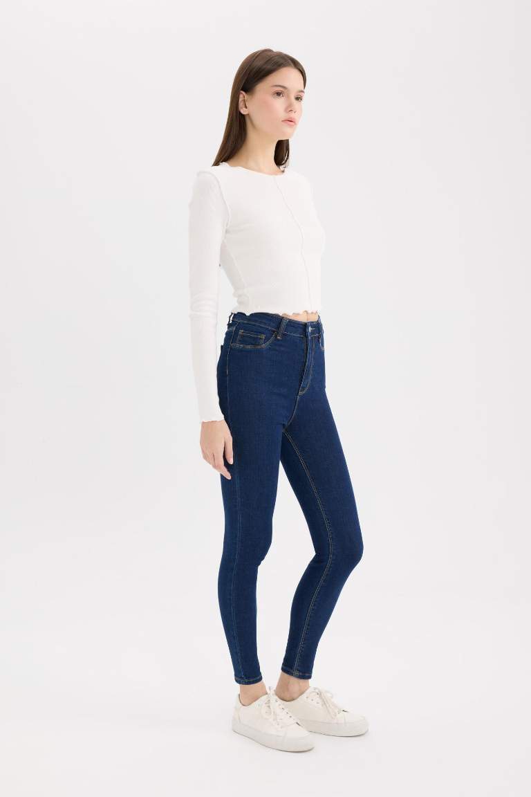 High Waist Ankle Length Skinny Leg Basic Jeans