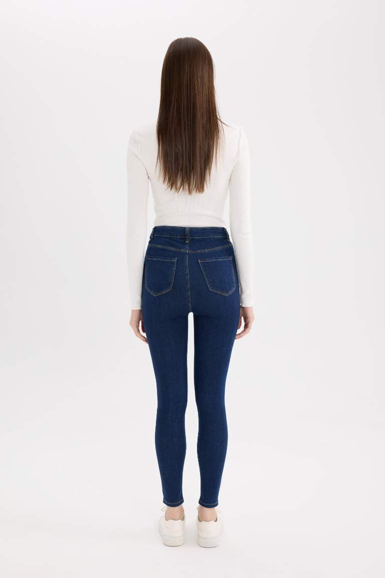 High Waist Ankle Length Skinny Leg Basic Jeans