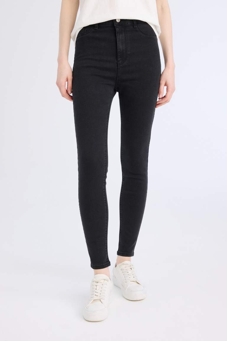 Pantalon jean extra slim basique à taille haute