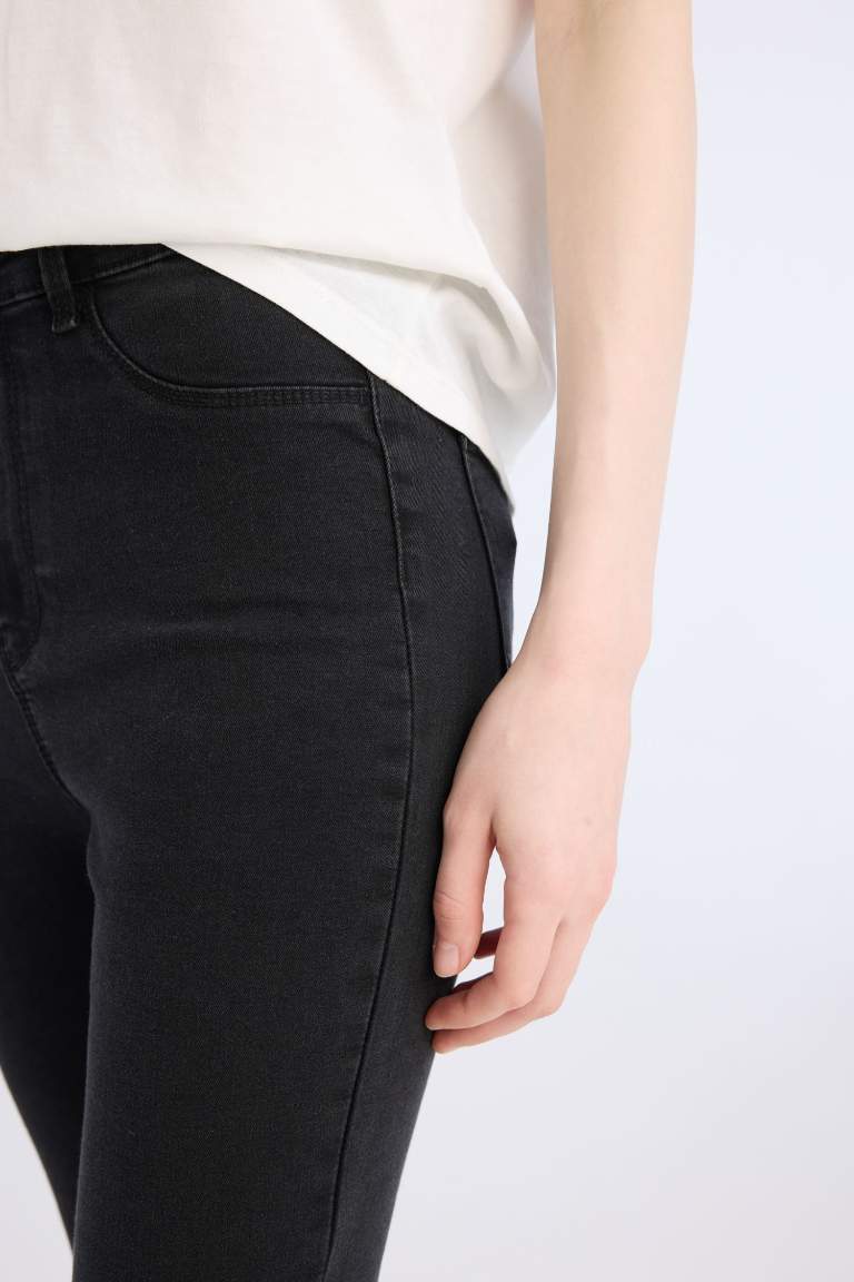 Pantalon jean extra slim basique à taille haute