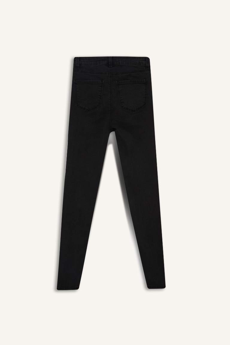 Pantalon jean extra slim basique à taille haute