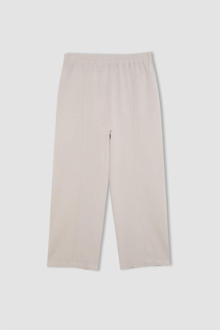 Keten Karışımlı Basic Düz Harem Pantolon