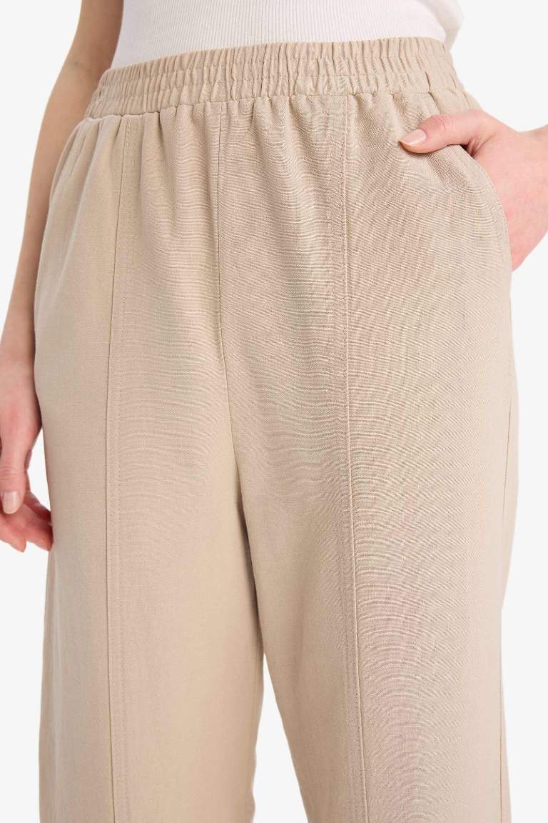 Linen Blend Basic Harem Trousers