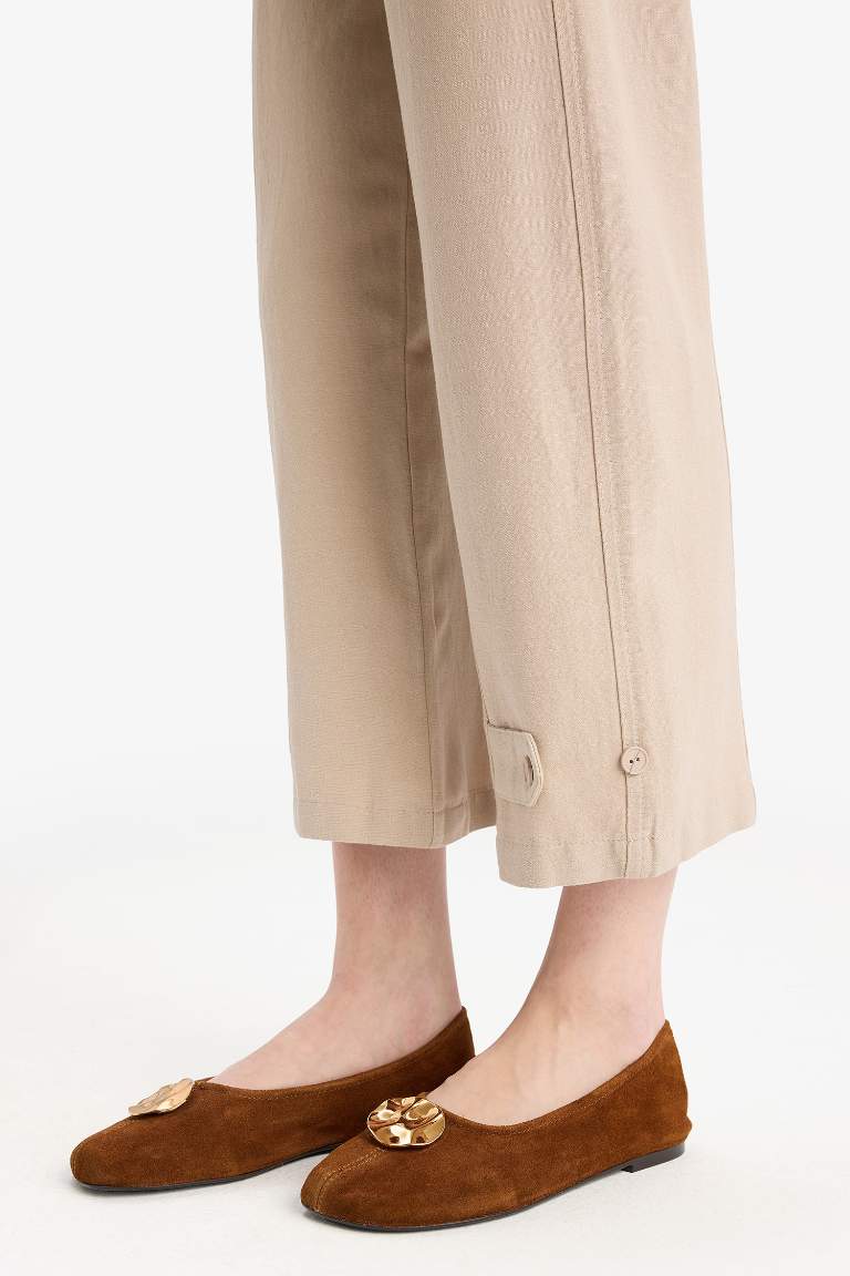 Linen Blend Basic Harem Trousers