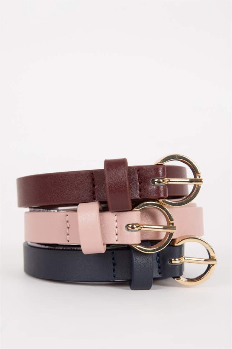 Kadın Oval Toka Suni Deri 3'lü Jean Kemeri