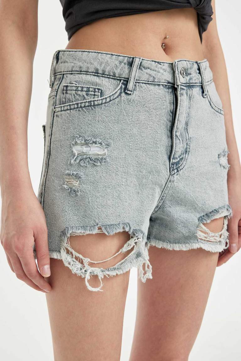 High Waist Jean Shorts