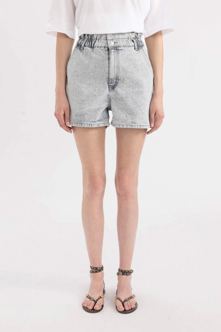 Paperbag Fit Jean High waist Folded Leg Shorts