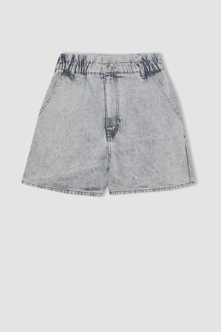 Paperbag Fit Jean High waist Folded Leg Shorts