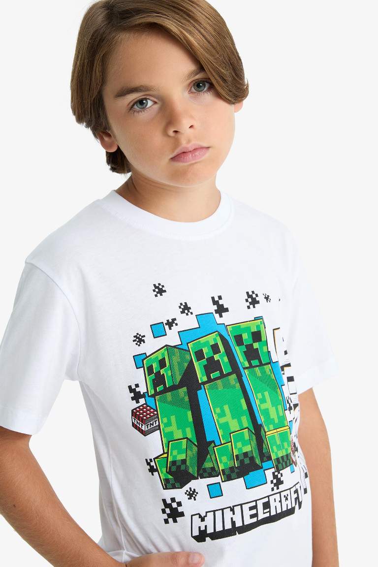 Erkek Çocuk Minecraft Regular Fit Bisiklet Yaka Kısa Kollu Tişört